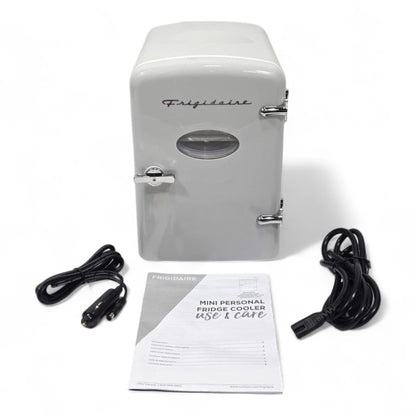 Frigidaire 6 Can/4L Mini Personal Retro Fridge Cooler EFMIS229-Moonbeam, Includes Home and 12V Car Cord, 4-liter capacity chills six 12 oz. soda cans