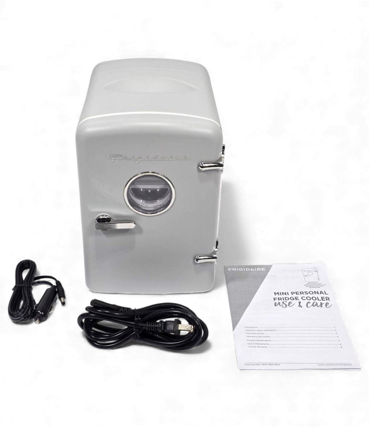 Frigidaire 6 Can/4L Mini Personal Retro Fridge Cooler EFMIS229-Moonbeam, Includes Home and 12V Car Cord, 4-liter capacity chills six 12 oz. soda cans (V2 model)