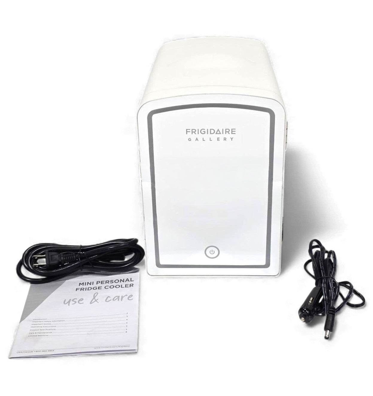 Frigidaire 9-Can or 6L Light Up Mini Fridge White, Retro Design, Includes 110v home power cord & 12V DC car adapter, 48-Watt - EFMIS172-C-WHITE (V2 model)
