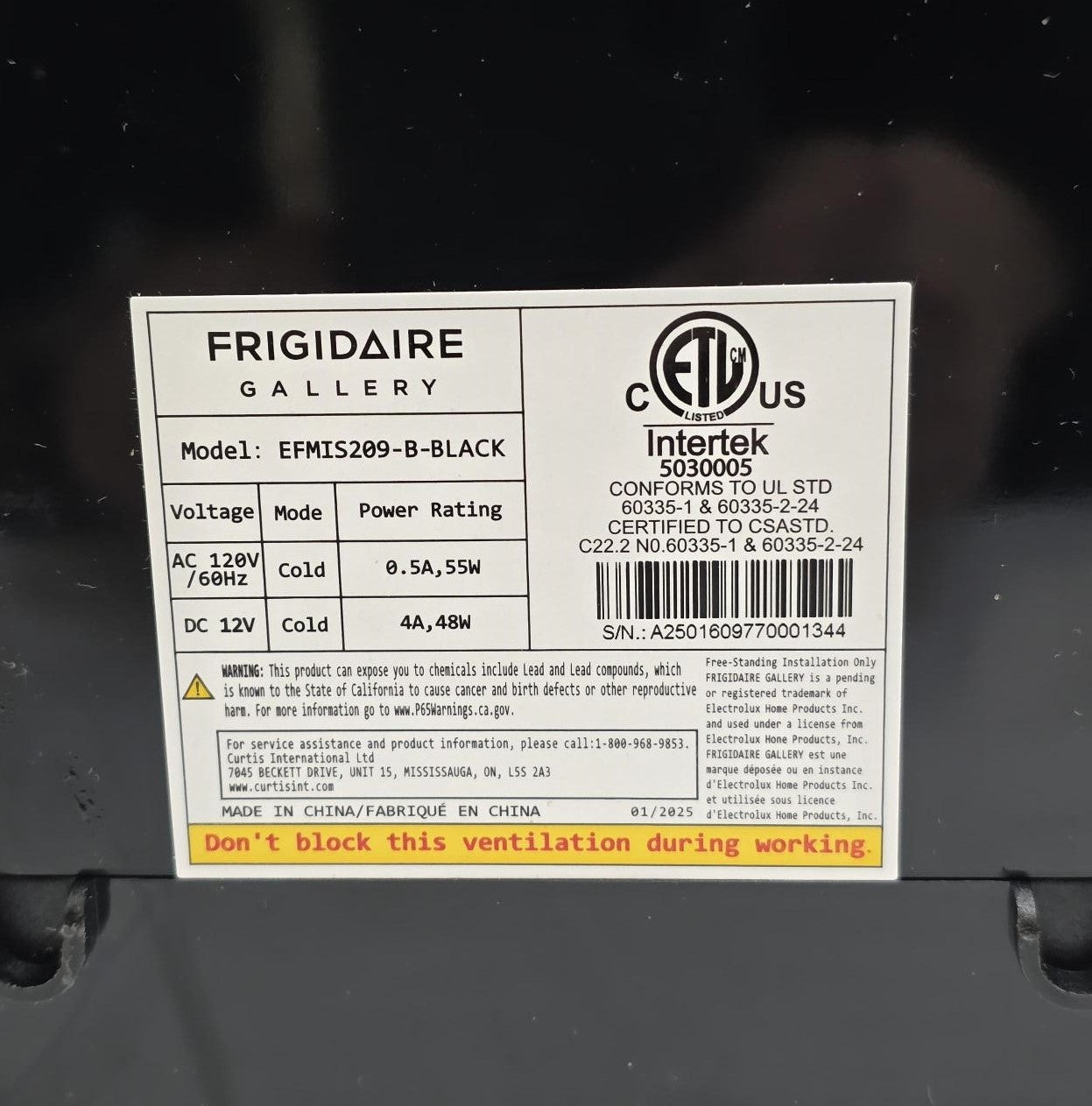 Frigidaire 12 in.1 cu. ft. 9-Can Beauty Light Up Mini Refrigerator, Plugs into a 12-Volt car adapter or 110-volt home outlet - EFMIS209-BLACK