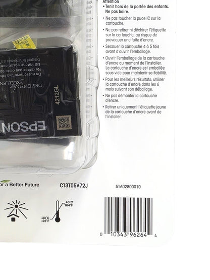 Epson 822 DURABrite Ultra Ink Standard Capacity Ink Cartridges (Black Cyan Magenta Yellow) OEM Genuine Ink - Expiration Date of 2027 - T8221-5-SVH