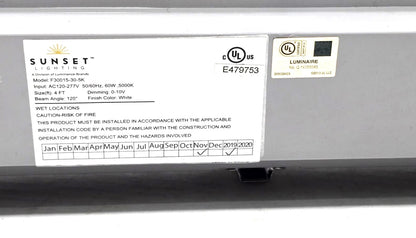 Sunset LED Surface Mounted Vapor Tight 4Ft. size 60W 5000K F30015-30-5K