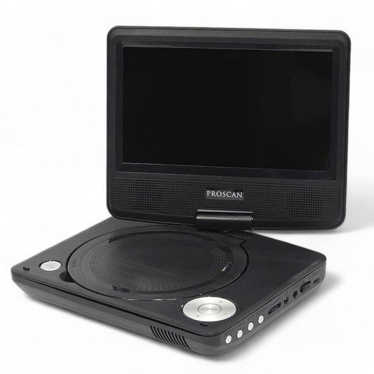 Proscan PDVD7040C-BLACK 7-Inch Portable Swivel Screen DVD Player - Black, Built-in USB, SD card slot, 3.5mm Jack, AV Out, 2.5 hour Rechargeable Battery
