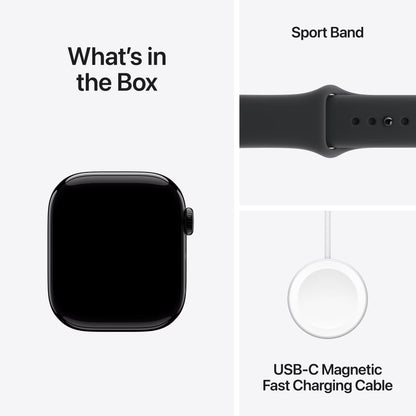 Apple Watch Series 11 (GPS+Cellular) 42mm Aluminum Case with Black Sport Band - S/M - Jet Black MF834LW/A