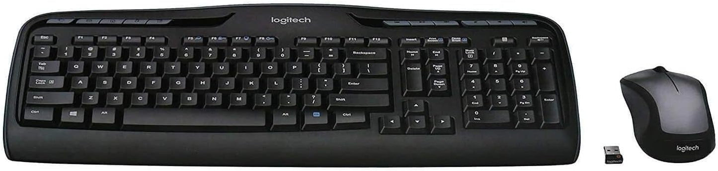 Logitech MK335 Quiet Wireless Keyboard and Mouse Combo - Black/Silver Keyboard and Mouse Combo Wireless, Ambidextrous