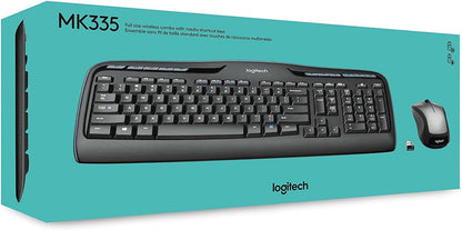Logitech MK335 Quiet Wireless Keyboard and Mouse Combo - Black/Silver Keyboard and Mouse Combo Wireless, Ambidextrous