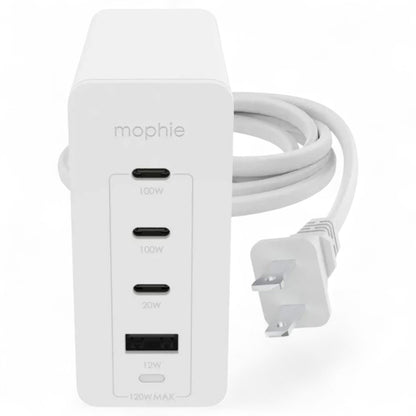 Mophie Speedport 120 Travel Charging Bundle - White, Three USB-C PD ports and one USB-A port, 120W 4-port GaN fast wall charger