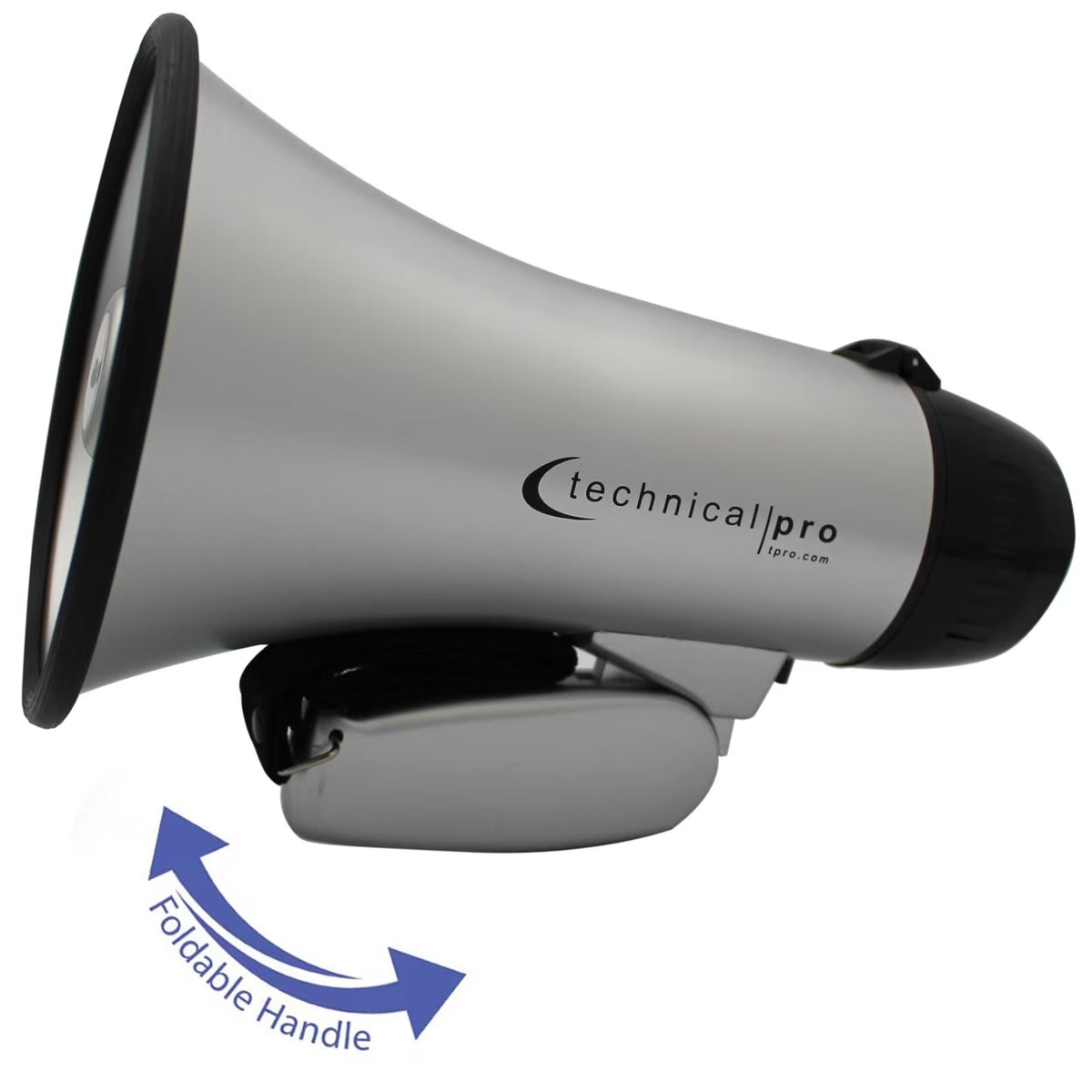 Technical Pro Portable 20W Megaphone Silver Black 300m Range with Siren and Strap