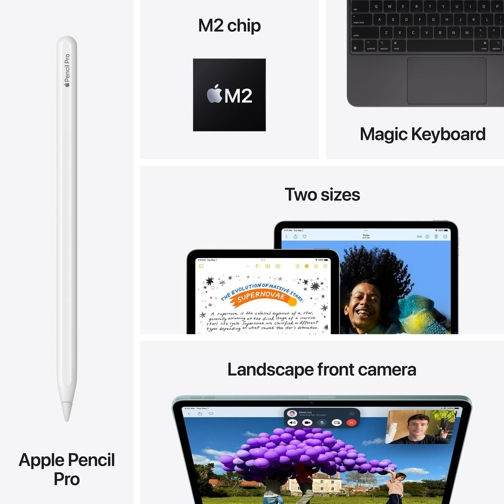 Apple 11" iPad Air M2 Chip 128GB, 2360 x 1640 (264 ppi) Wi-Fi Only, Purple MUWF3LLA