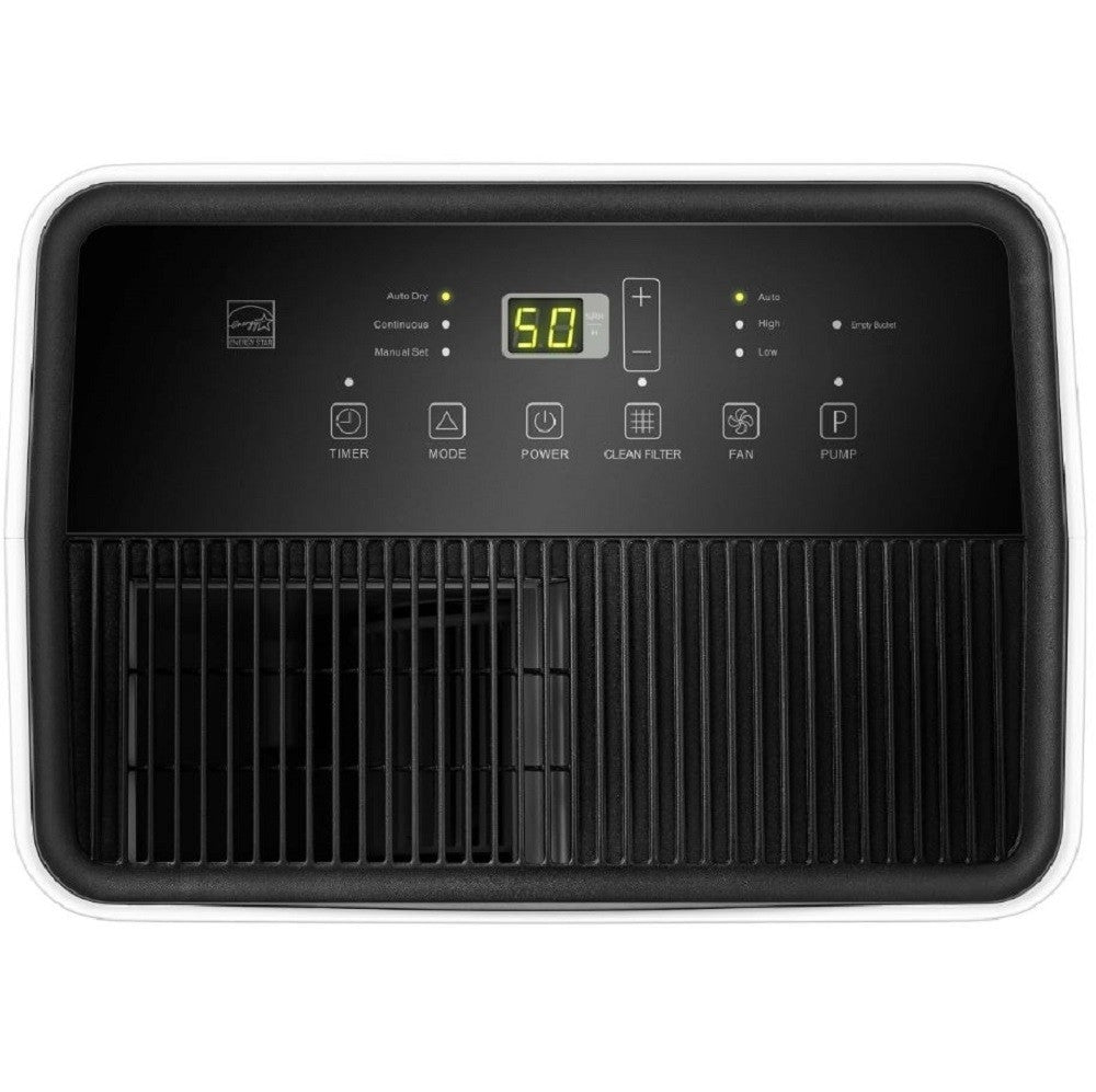 Hisense 50 Pint Dehumidifier 300 sq. ft Slide-out Bucket with Easy-carry Handle, 3 Speeds (Lo, Hi, Auto), Up to 4500 sq ft., Auto shut-off, Quiet 48 dB, 115v, - DH5023KP