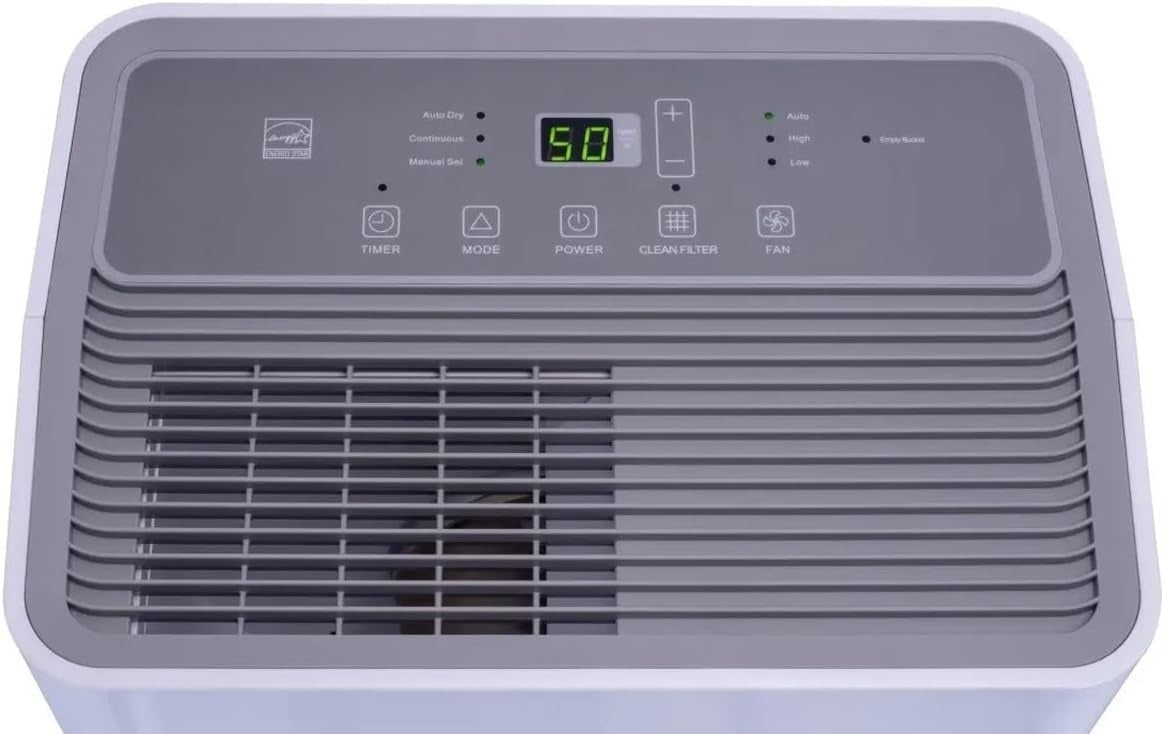 Hisense 50 Pint 3-Speeds Dehumidifier up to 4500 sq ft - DH7021K1W, 3 Modes/3 Fan Speed, 3 Modes (Auto, Continuous, Manual) - 48 dB(A) sound