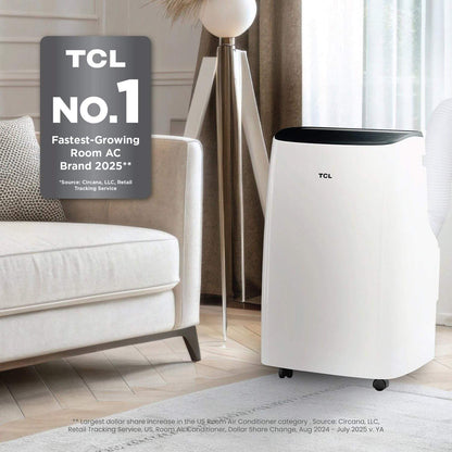 TCL H10P36W 10,000 SACC BTU (ASHRAE 14,000 BTU) Smart Portable Air Conditioner, Fan & Dehumidifier, 450 Sq. Ft, 3-Speeds, Remote Control