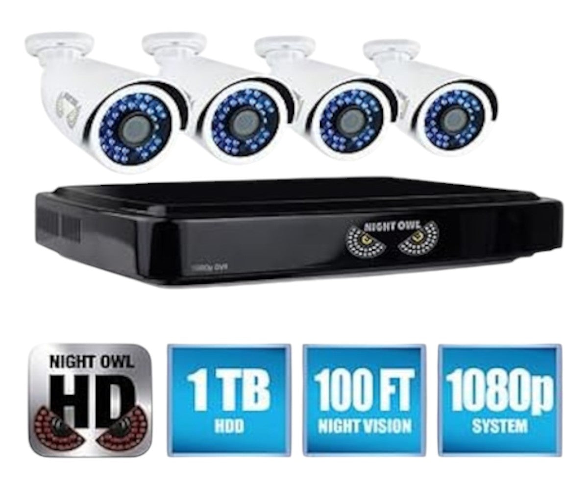Night Owl 8-Channel 4-Camera 1080p Smart Security System with 1TB HDD DVR