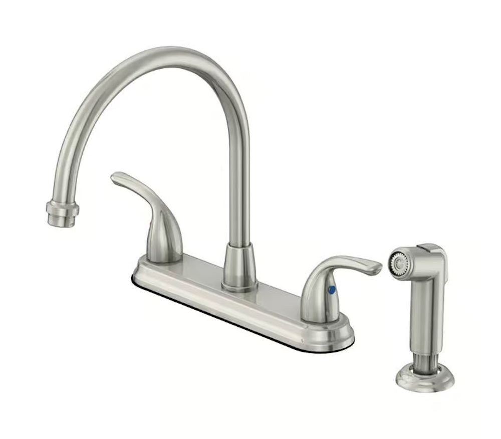 OakBrook Pacifica Two Handle Chrome Kitchen Faucet Side Sprayer Included 4546164