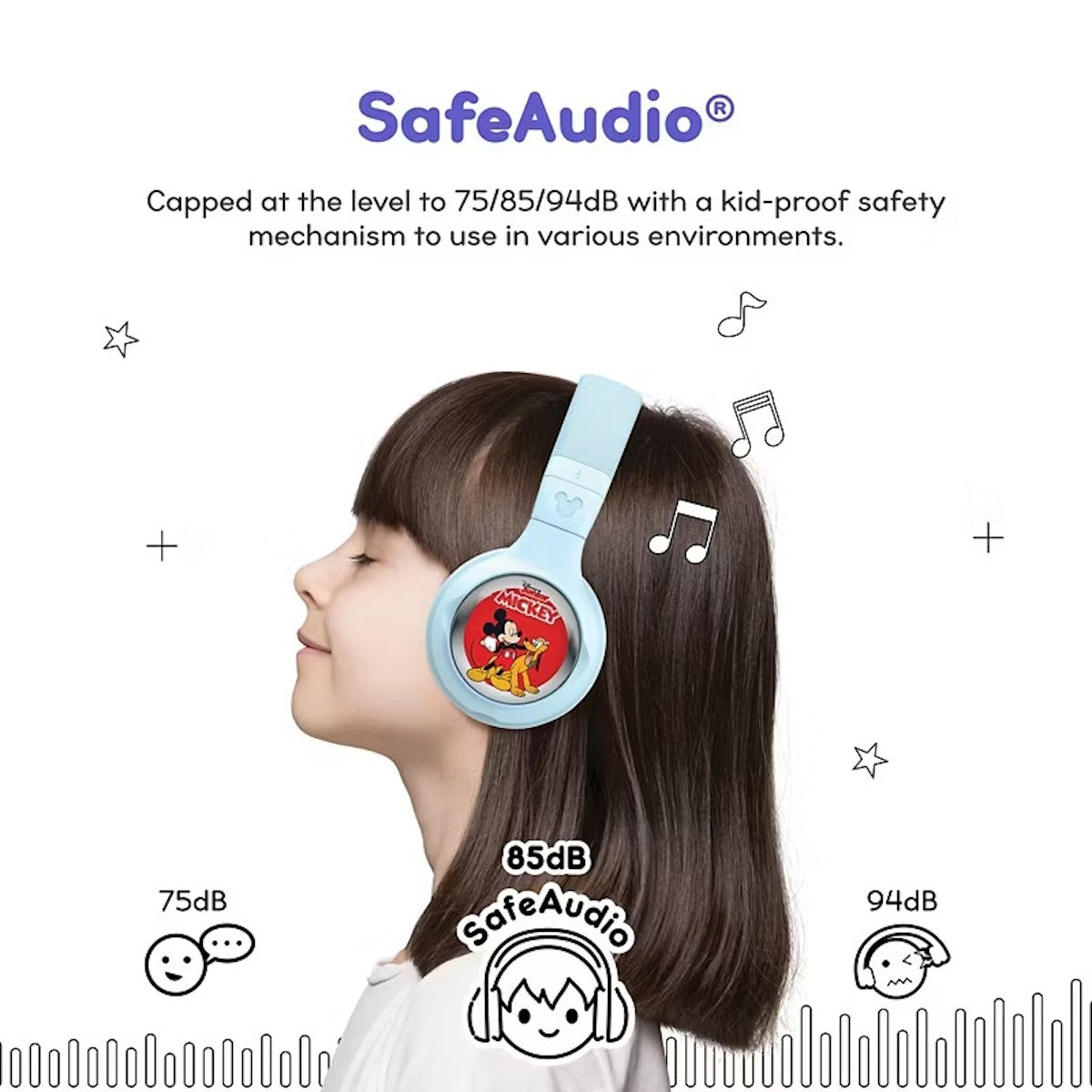 ONANOFF - StoryPhones Bluetooth Kids Folding On-Ear Storytelling Headphones with Mic, 20-Hour Play Time Bundle - Blue