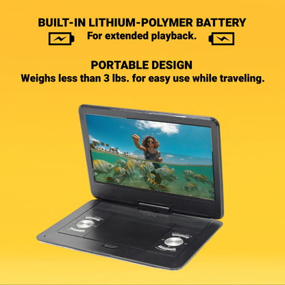 Proscan 13.3" Portable DVD Player Black with Remote, Swivel Screen display, Car adapter for Traveling or Road Trips - PDVD1332
