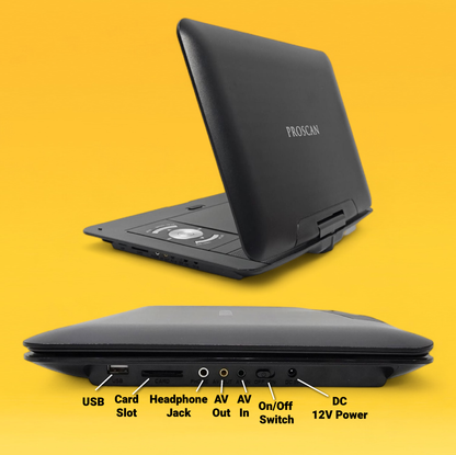 Proscan 13.3" Portable DVD Player Black with Remote, Swivel Screen display, Car adapter for Traveling or Road Trips - PDVD1332