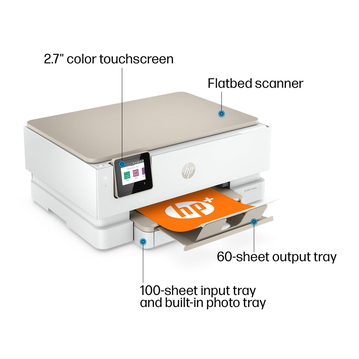 HP ENVY Inspire 7252e All-in-One Color Inkjet Printer Print/Copy/Scan, 13/8 ppm, USB, Wi-Fi 2Z1C2AR