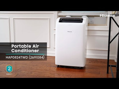 Hisense 8,000 BTU Portable Air Conditioner with Dual Hose & Inverter, 350 Sq Ft, Wi-Fi, ConnectLife App for Google and Alexa, 3 operating modes, Noise 42 dB(A) - HAP0824TWD