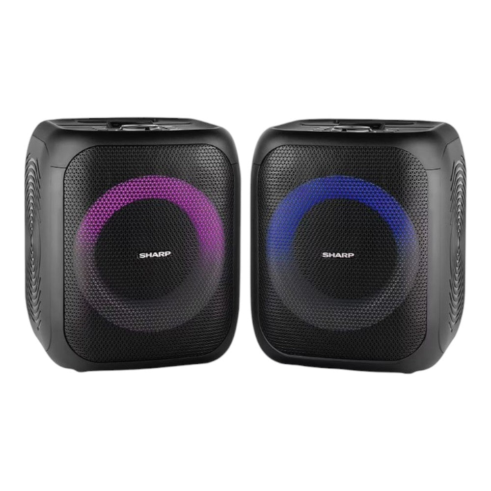 Sharp 8" Bluetooth Party Speaker 2- pack, 400W peak power, 8" Woofer, 1" Tweeter 12-Hour Battery - PS-916