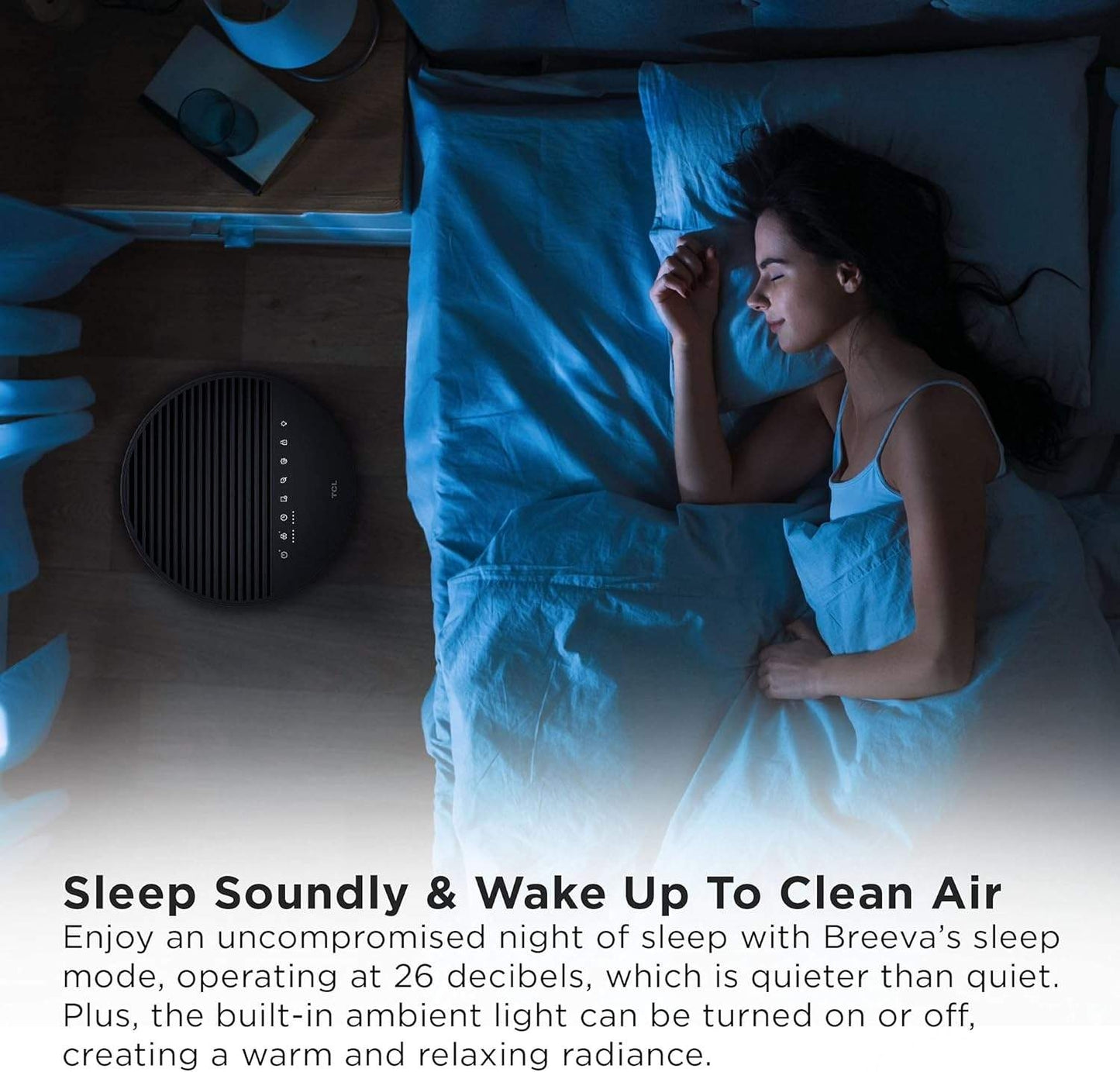TCL Breeva A3 Smart Air Purifier, up to 1230 sq. ft., 5-Stage Filtration System, True HEPA (H13) Removes 99.97% of Dust / Bacteria / Odors, App & Voice Control, Ultra-Quiet, Black, A315B