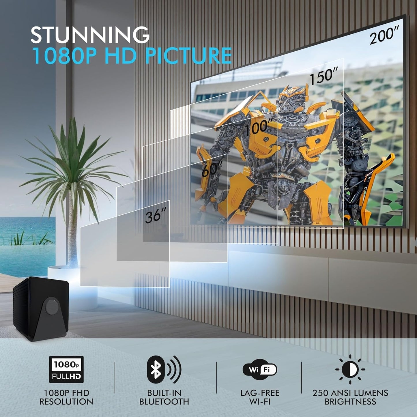 RCA 1080P Smart Streaming Projector w/ Roku Express Streaming Device RPJ227