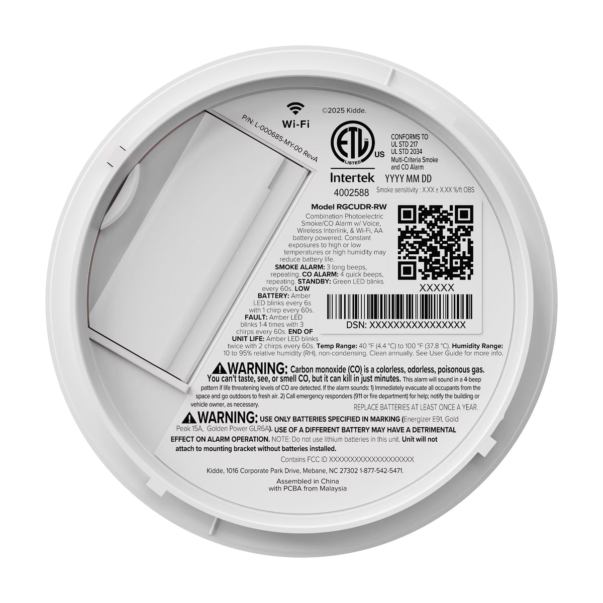 Kidde Ring Smart Smoke + Carbon Monoxide Alarm Battery RGCUDR-RW