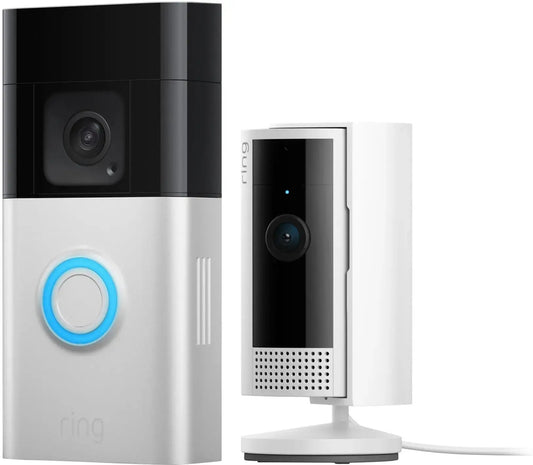 Ring Video Doorbell Plus & Plug-In Indoor 2nd Gen. Camera Bundle w/ 2-Way Audio - B09WZBPX7K & B0B6GLQJMV