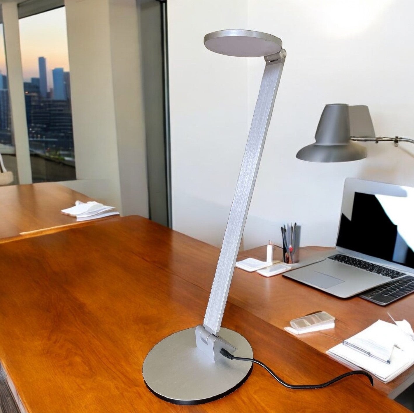 Tensor Slim Line O LED Foldable Desk Lamp, 900 Lm Silver Aluminum Finish 10C-012