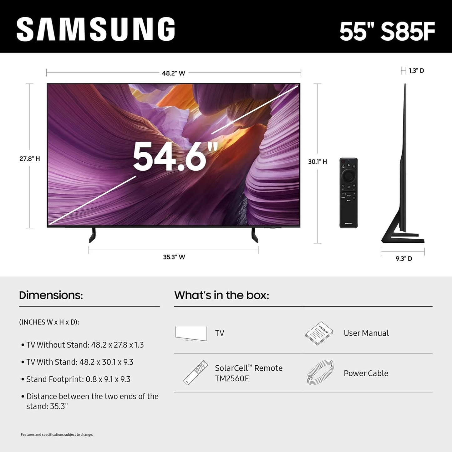 Samsung 55" OLED 4K S85F Series, Vision AI Smart TV (2025 Model, 55S85F) - QN55S85FDF