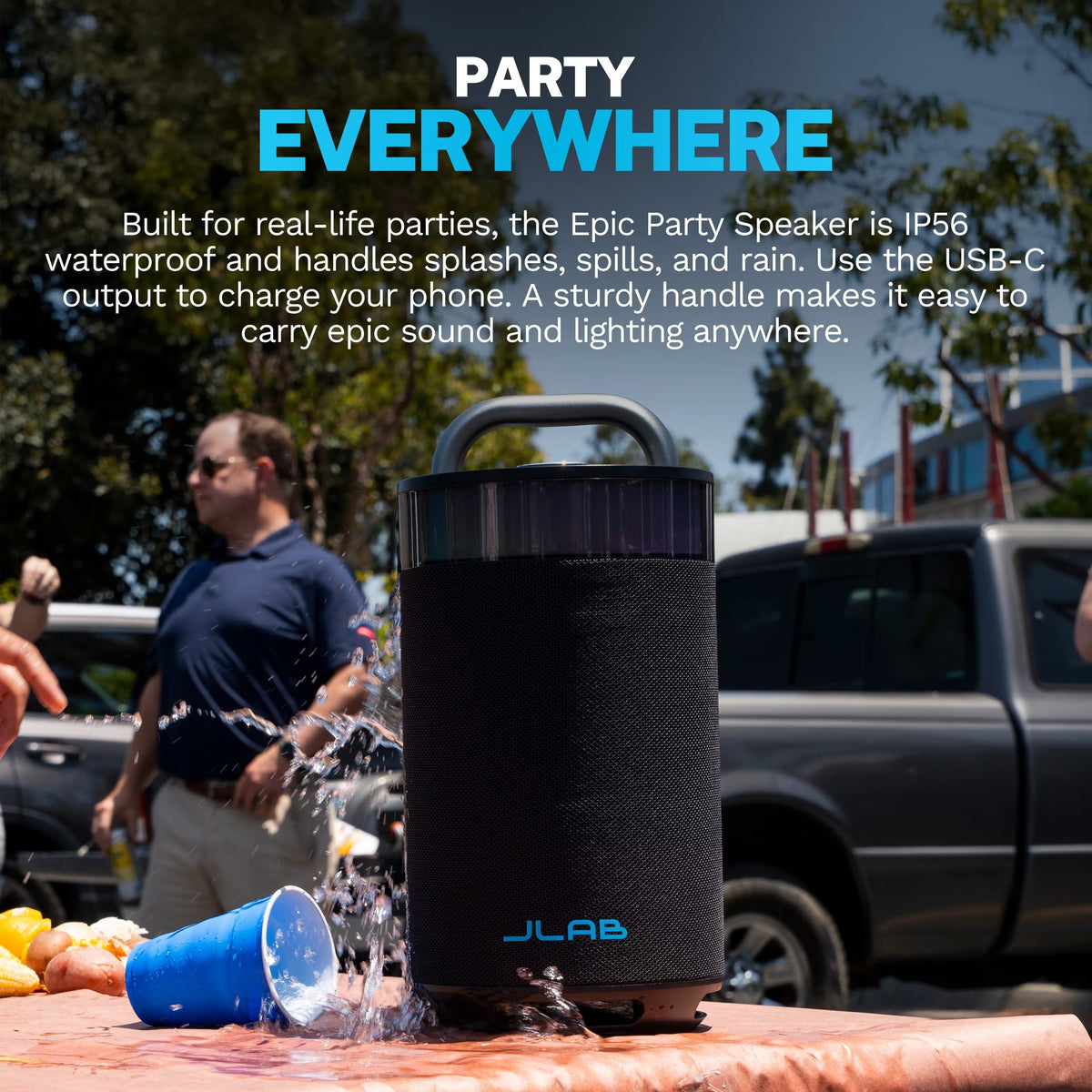 JLab - Epic Party Speaker with Bluetooth feat. LabSync Audio and RGB Lighting - Black SBEPICRBLK21