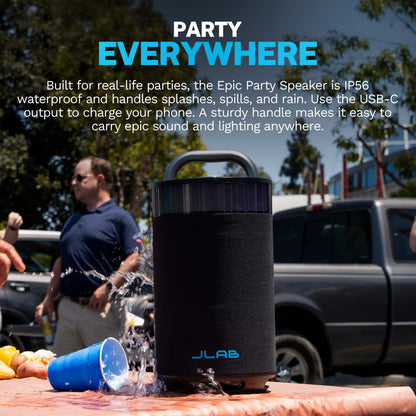 JLab - Epic Party Speaker with Bluetooth feat. LabSync Audio and RGB Lighting - Black SBEPICRBLK21