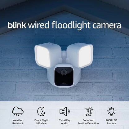 Blink Wired Floodlight Camera with Pan-Tilt Indoor Camera and Video Doorbell