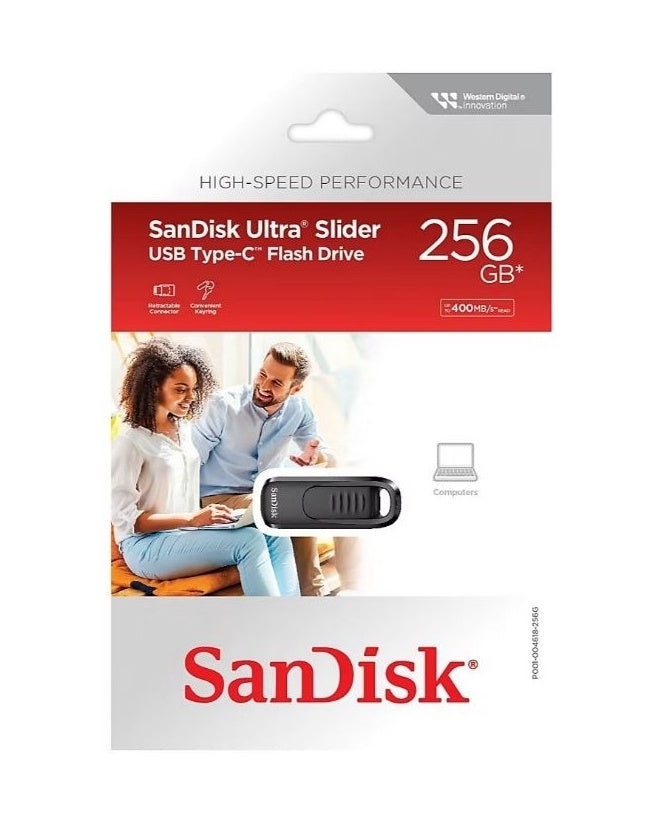 SanDisk 256GB Ultra Slider USB Type-C Drive, Read speeds of up to 400MB/sec SDCZ480-256GB