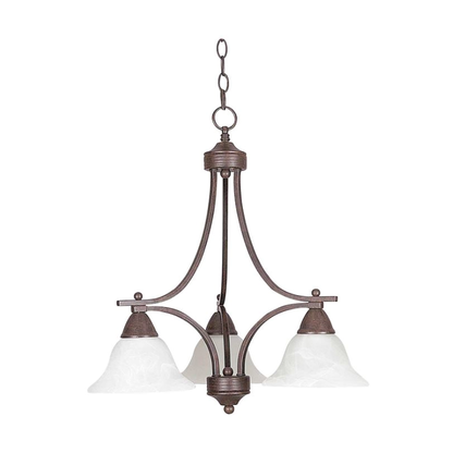 Sunset Lighting 3-Light Chandelier w/ Faux Alabaster Glass, Painted Pewter Finish - F5160-54