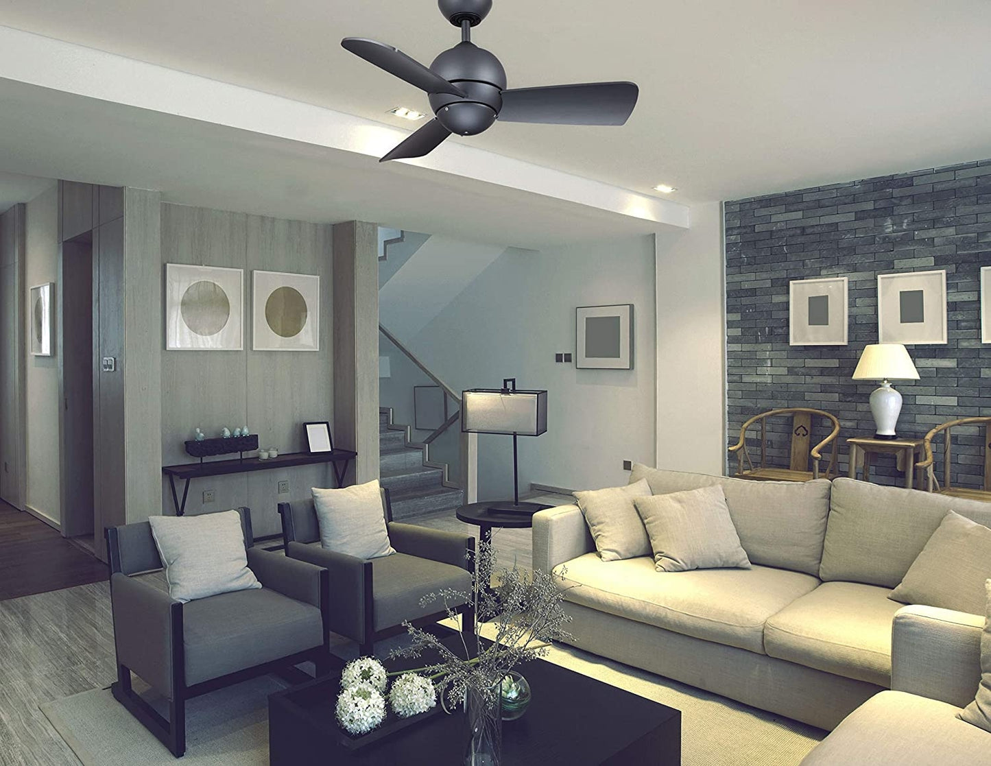 Noble Comfort AM319103 30" Ceiling Fan, Gunmetal w/ SW46 Wall Control