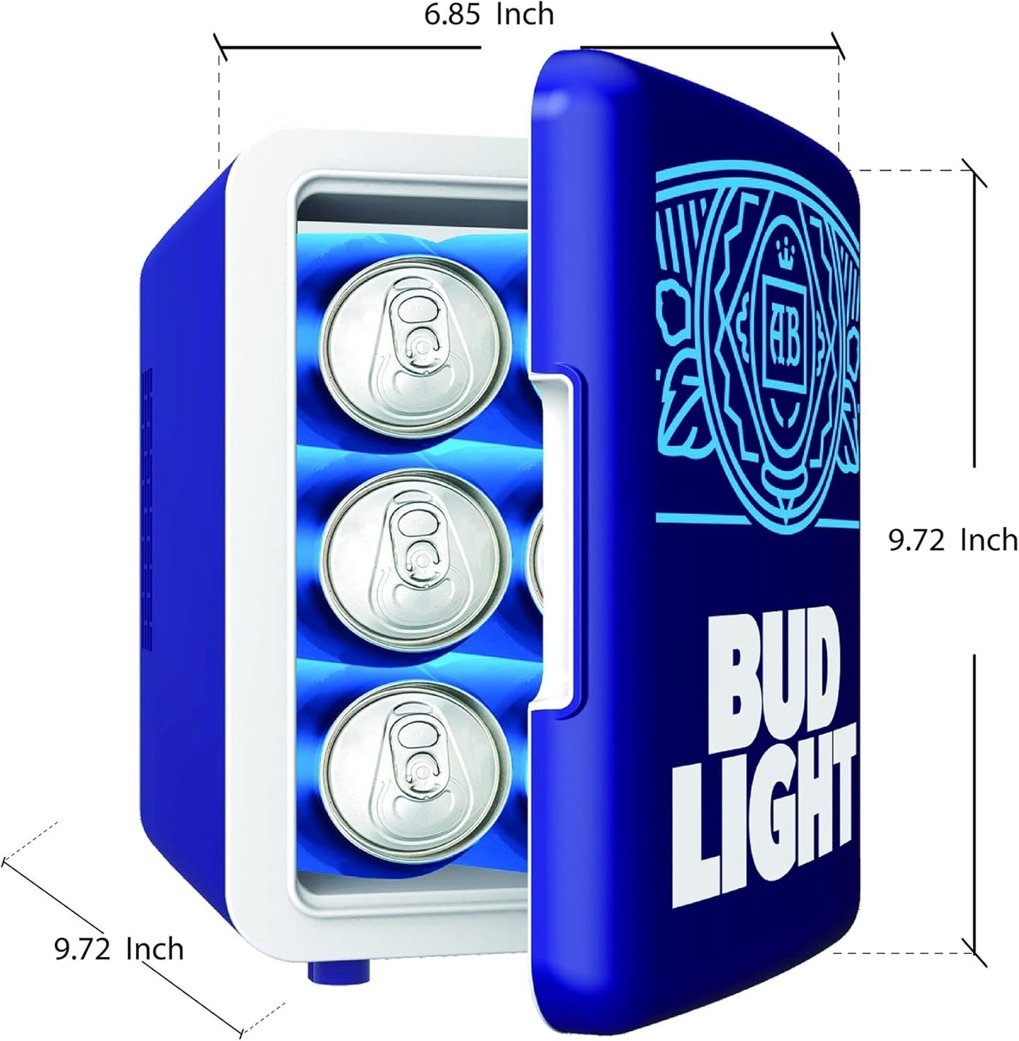 Bud Light 0.3 cu. ft. Mini Refrigerator Compact Personal Cooler, 4-Liter Capacity Chill in Blue MIS137-BULT