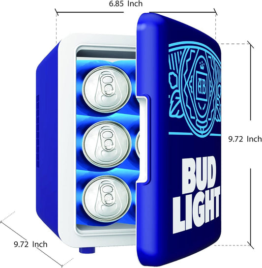 Bud Light 0.3 cu. ft. Mini Refrigerator Compact Personal Cooler, 4-Liter Capacity Chill in Blue MIS137-BULT