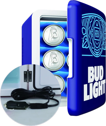 Bud Light 0.3 cu. ft. Mini Refrigerator Compact Personal Cooler, 4-Liter Capacity Chill in Blue MIS137-BULT