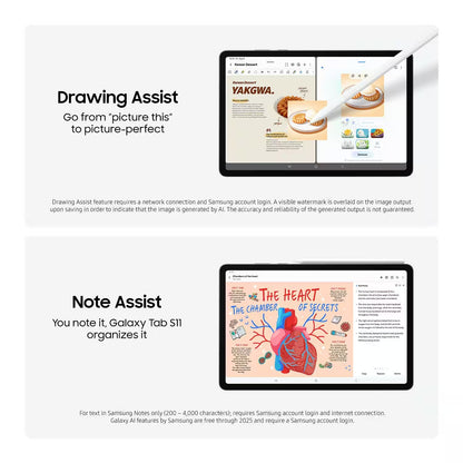 Samsung Galaxy Tab S11 11" 512GB 12GB Wi-Fi w/ S-Pen Gray, Wi-Fi 7, Bluetooth 5.4, USB-C 3.2 Gen 1 - SM-X730NZAIXAR