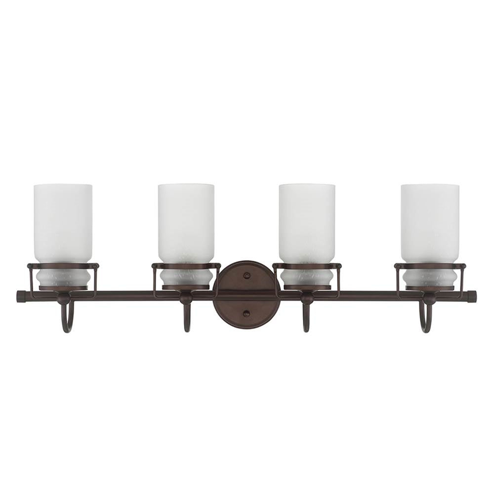 Sunset Lighting Qairo 4-Light Mb Vanity w/ Frosted Seeded Glass Provincial Bronze F25104-64