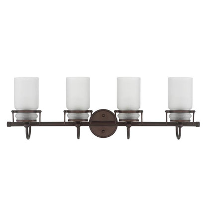 Sunset Lighting Qairo 4-Light Mb Vanity w/ Frosted Seeded Glass Provincial Bronze F25104-64