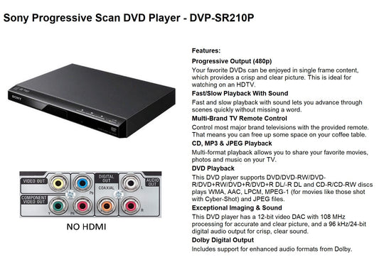 Sony Progressive Scan DVD Player - DVP-SR210P