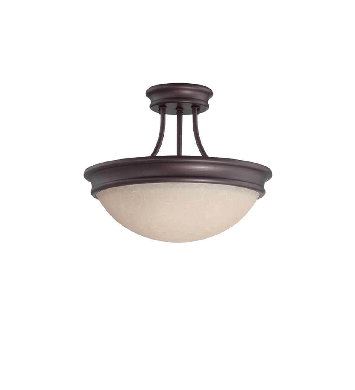 Sunset Lighting 2-Light 14" Semi Flush 23W Tea Stain Glass Provincial Bronze F9308-64