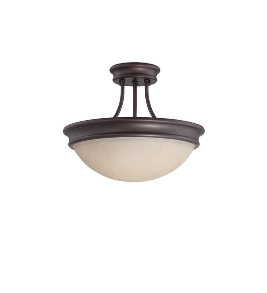 Sunset Lighting 2-Light 14" Semi Flush 23W Tea Stain Glass Provincial Bronze F9308-64