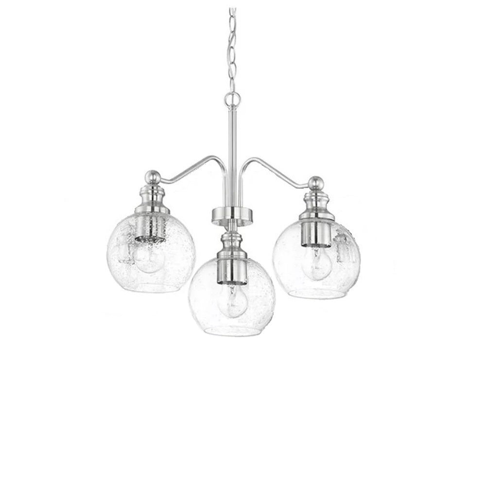 Sunset Oriana 3-Light Chandelier Seeded Glass Bright Satin Nickel F29003-80
