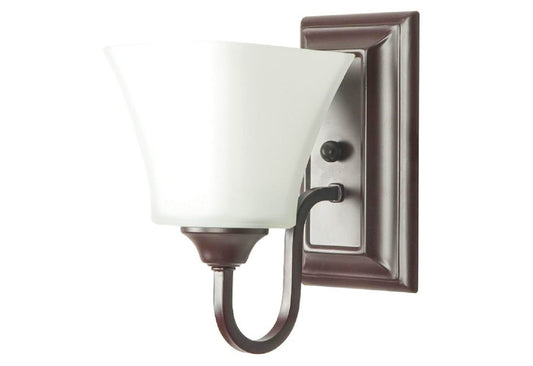 Sunset Lighting 1-Light Wall Sconce 100W MB Square Milk Glass Oiled Bronze Finish F3681-44