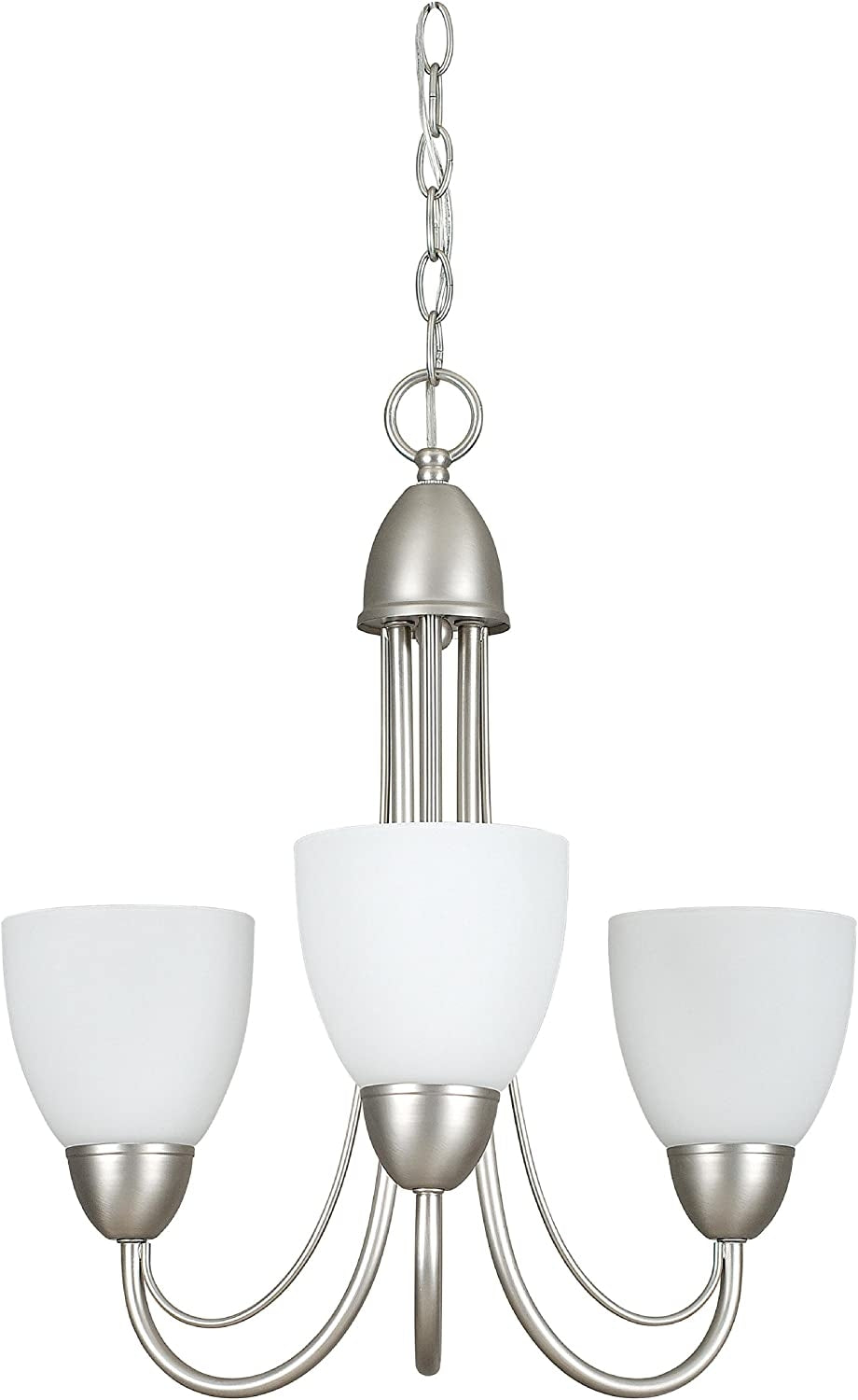 Sunset Lighting 19" 3-Light Chandelier Opal Glass, Satin Nickel Finish F2683-53