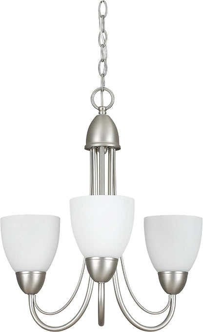 Sunset Lighting 19" 3-Light Chandelier Opal Glass, Satin Nickel Finish F2683-53