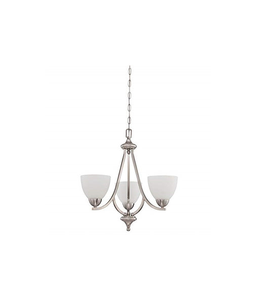 Sunset Lighting 3-Light 21" Diameter Preston Chandelier Ceiling Lamp, Satin Nickel F16083-80